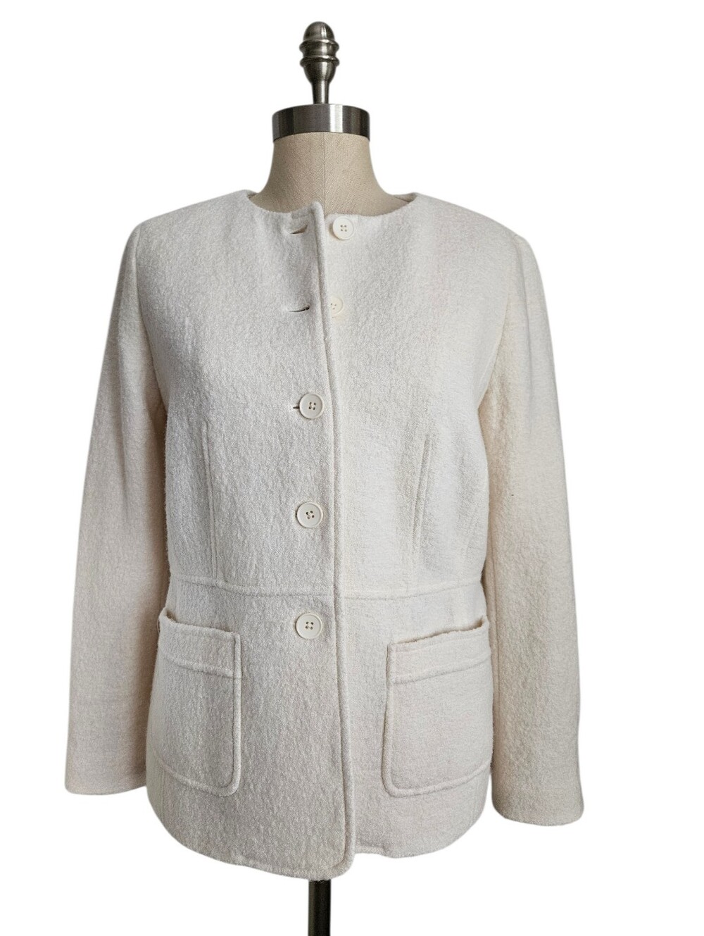 NWOT TALBOTS Feminine Boiled Wool Winter White Jacket | SZ 8P - Picture 2 of 14
